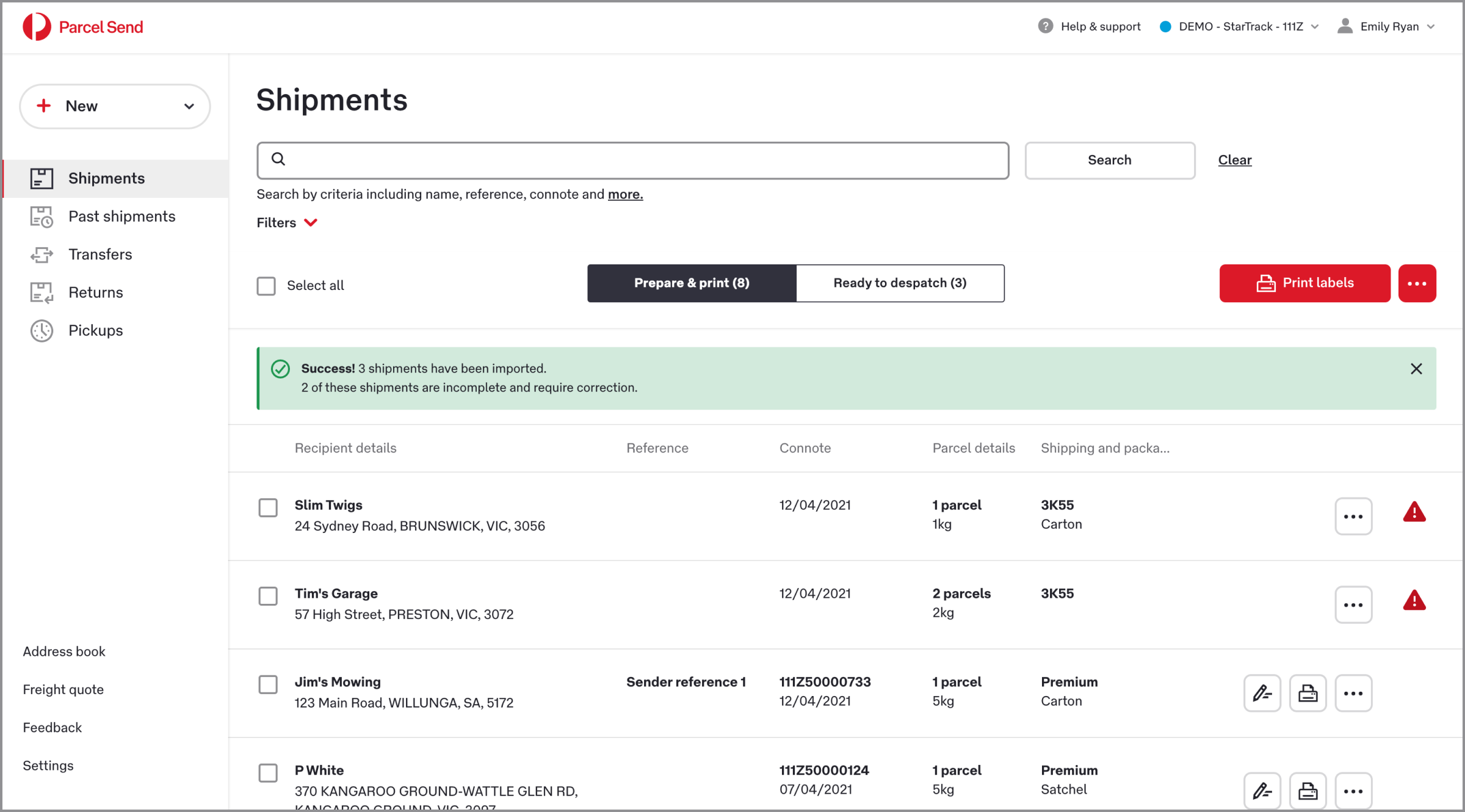 screenshot-csv-import-shipments-into-parcel-send-2