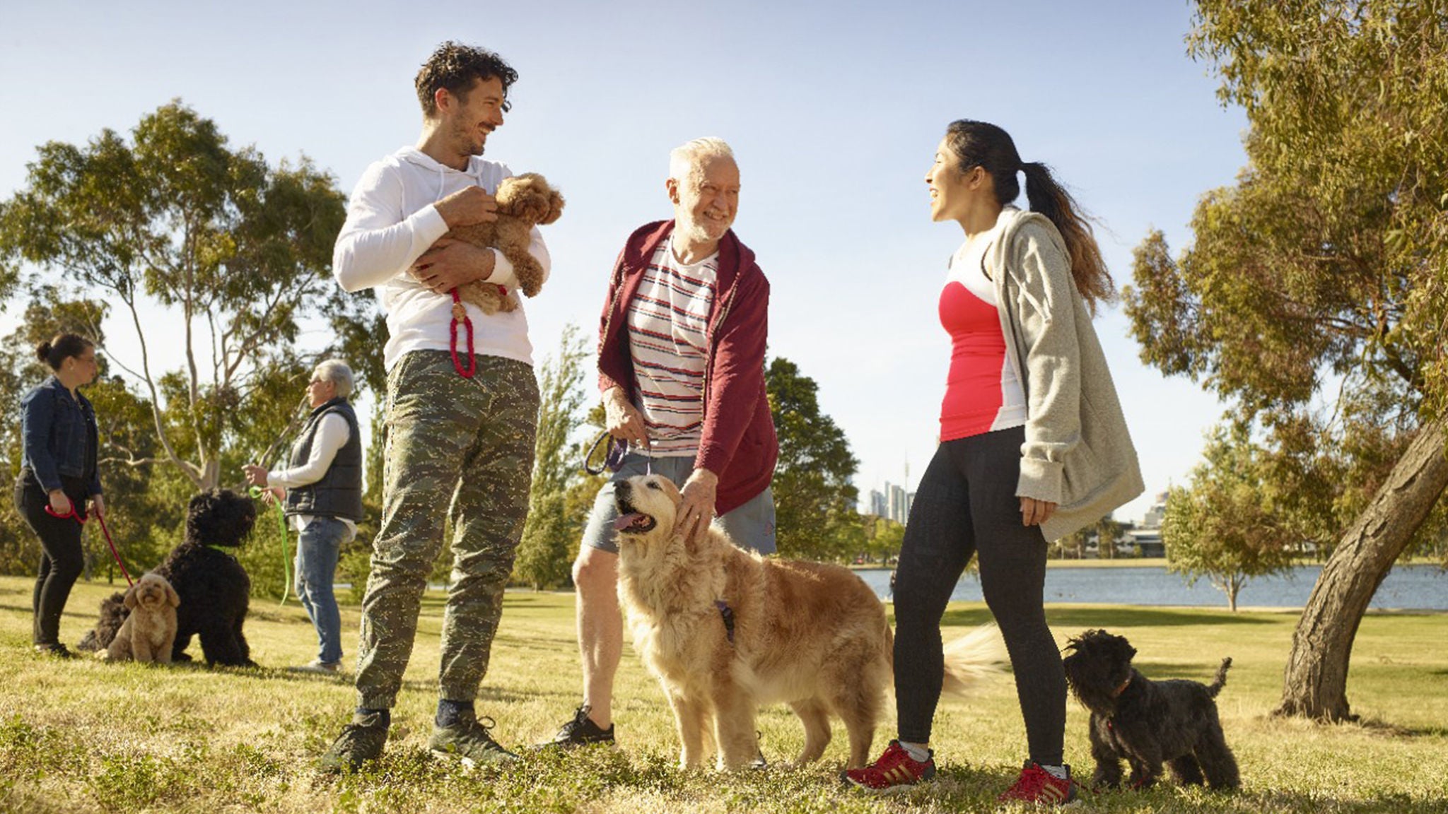photo-group-of-people-and-their-dogs-standing-in-a-park