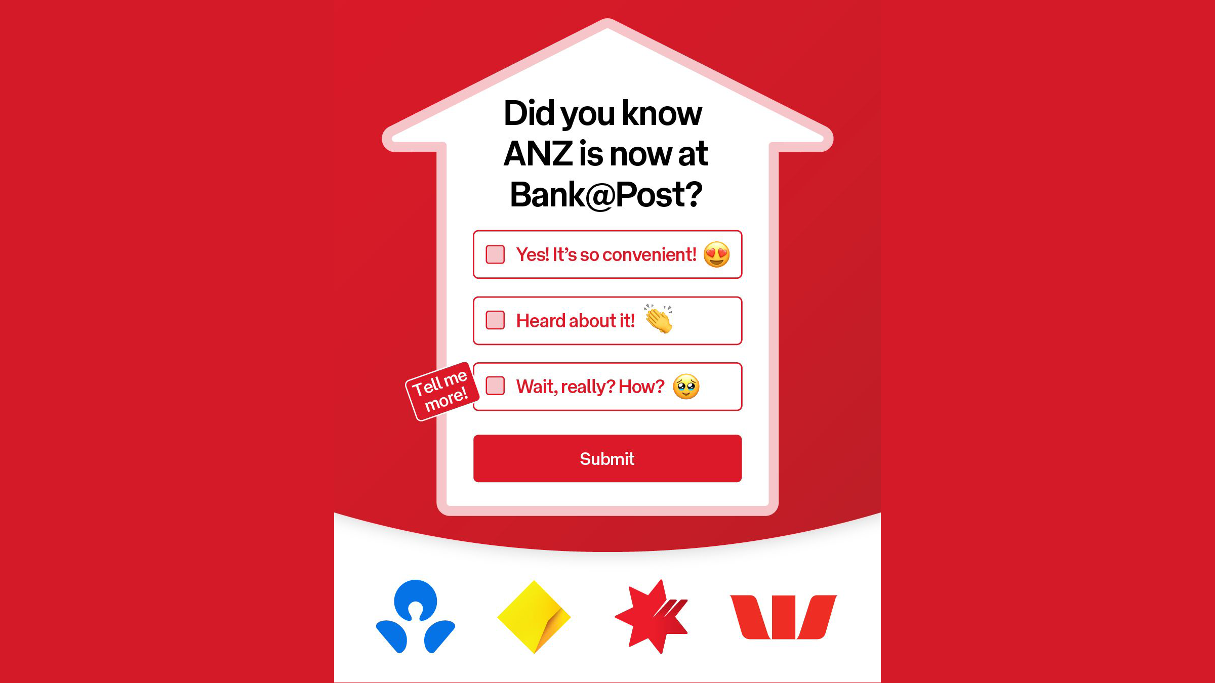 We're welcoming ANZ to Bank@Post