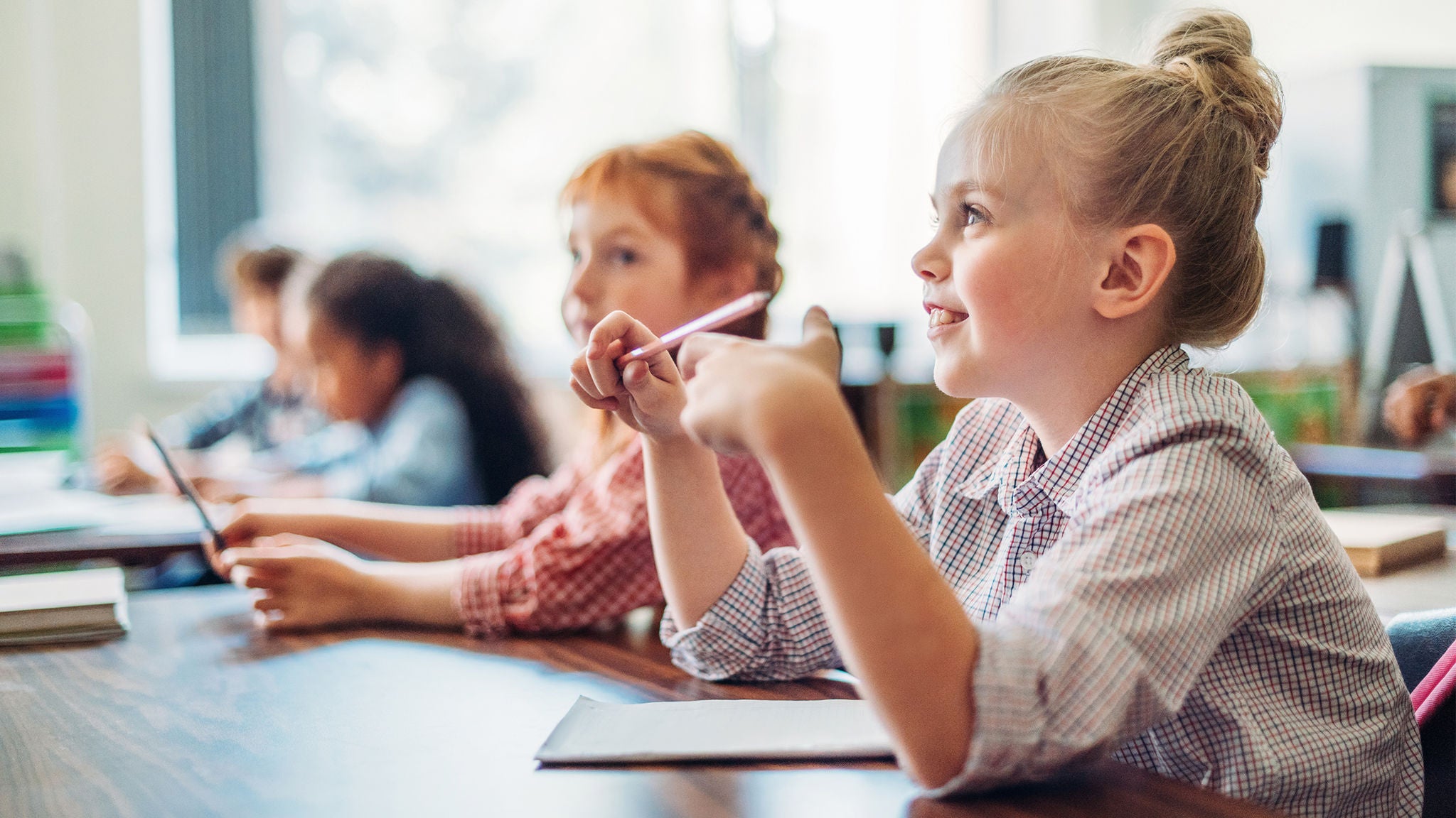 Girls sitting in a classroom