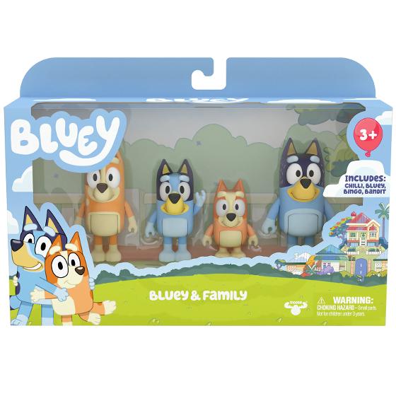 Bluey & Family Figure 4 Pack – Bluey, Bingo, Bandit & Chilli product photo Internal 1 DETAILS