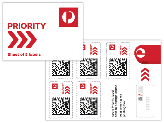 Priority Labels – Booklet of 5 product photo Internal 1 DETAILS