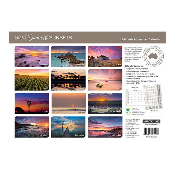Australian Sunrises & Sunsets 2023 Calendar product photo Internal 2 DETAILS