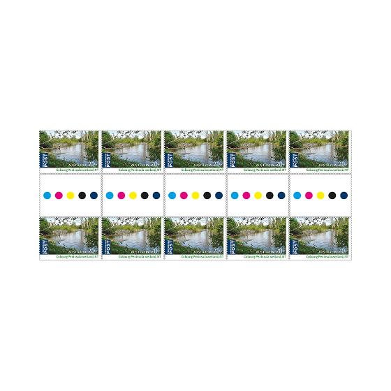 Gutter Strip of 10x 20c Cobourg Peninsula Wetlands NT International Stamps product photo Internal 1 DETAILS