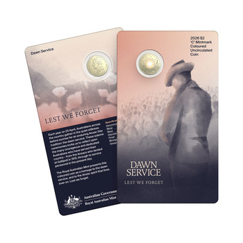 2026 $2 'C' Mintmark Coloured Uncirculated Coin &ndash; Dawn Service product photo
