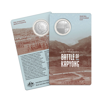 2026 50c CuNi Uncirculated Coin &ndash; 75th Anniversary of the Battle of Kapyong  product photo