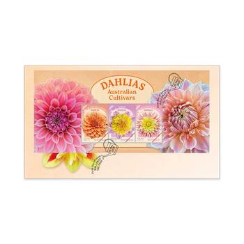 Dahlias Australian Cultivars First Day Cover (Minisheet) product photo