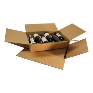 Wine Lay Flat Box 6 Bottle (500 x 90 x 340mm) Kraft – 10 Pack product photo
