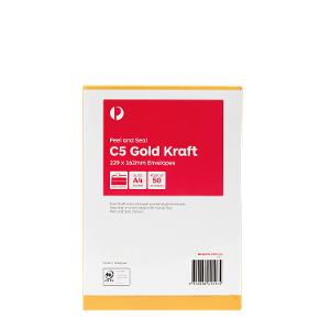 Australia Post C5 Gold Kraft Peel and Seal Envelopes – Pack of 50 product photo