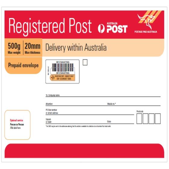 Registered Post Prepaid Envelope Large (B4) – 10 Pack product photo Internal 1 DETAILS