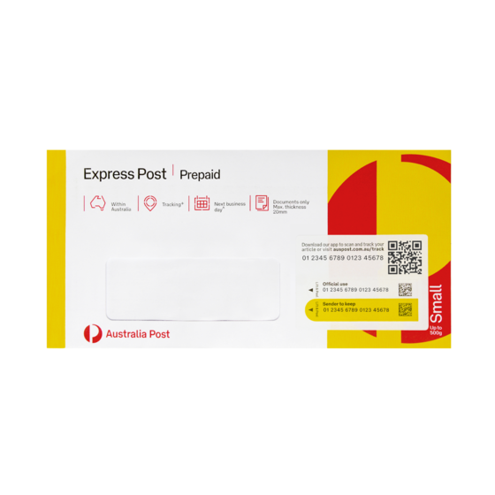Express Post Prepaid Envelope Small (DL Window Face) – 10 Pack product photo Internal 2 DETAILS
