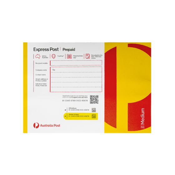Express Post Prepaid Envelope Medium (C5) – 5 Pack product photo Internal 4 DETAILS