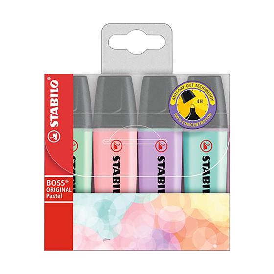 Stabilo Boss Pastel Highlighter 4 Pack product photo Internal 1 DETAILS