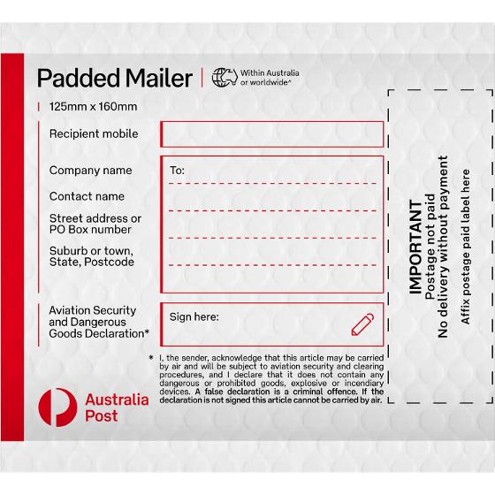 Padded Mailer PM0 (125 x 160mm) – 100 Pack product photo Internal 1 DETAILS